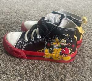 Disney Mickey Mouse & Pluto Toddler High Top Sneakers Black Red